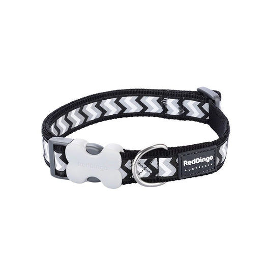 Red Dingo Bucklebone Reflective Ziggy Dog Collar - Black