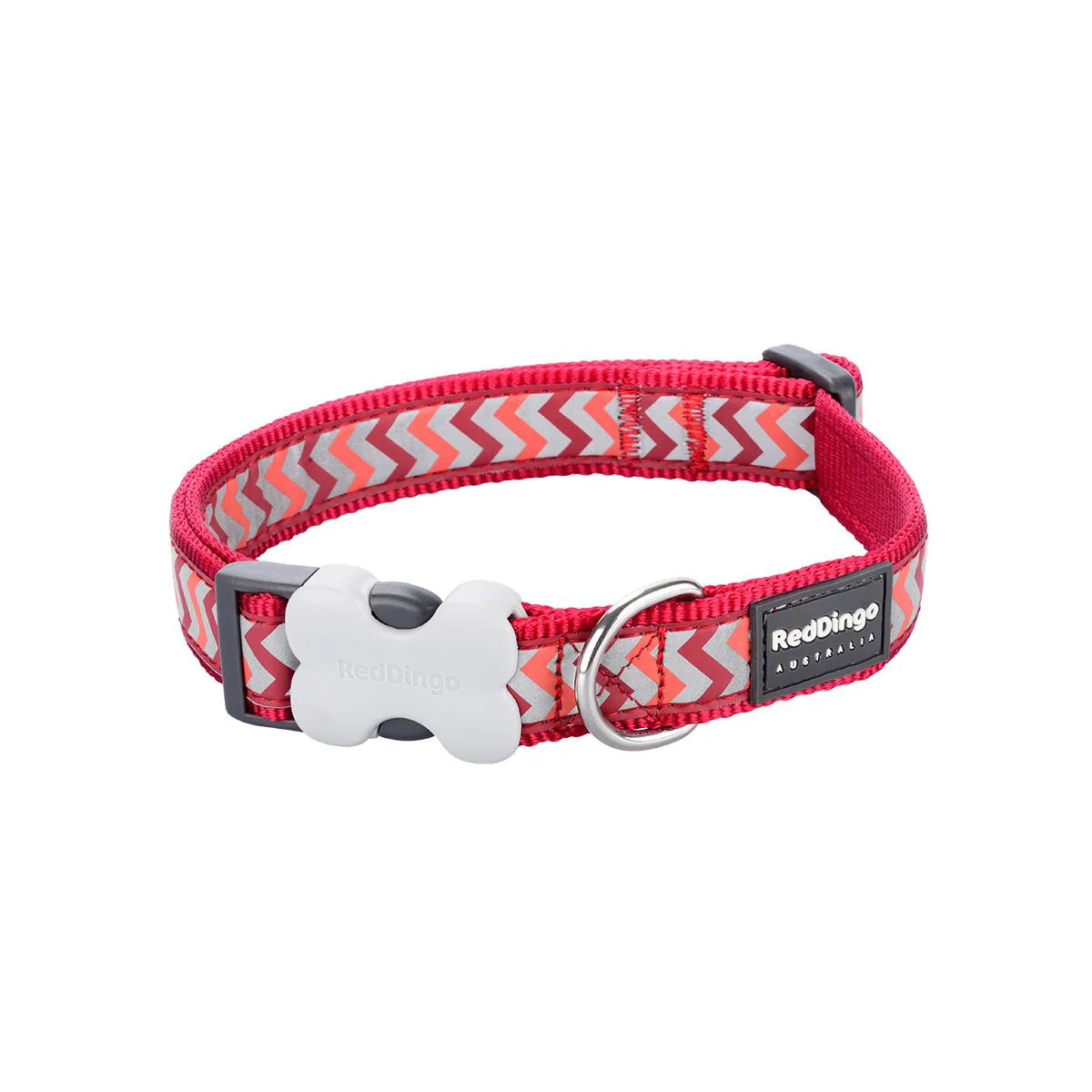 Red Dingo Bucklebone Reflective Ziggy Dog Collar - Red