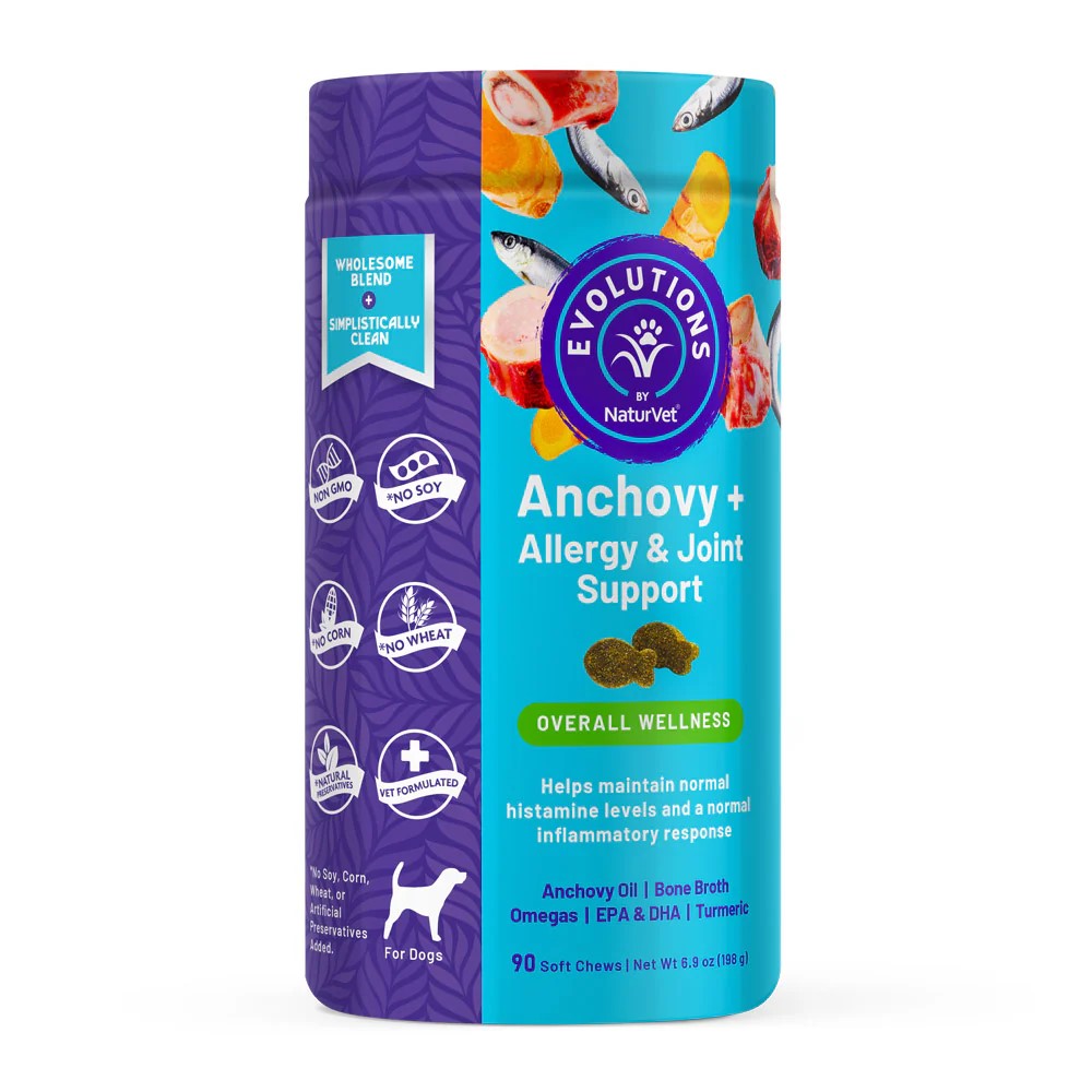 Naturvet Anchovy + Allergy & Joint Support Soft Chews for Dogs 90ct