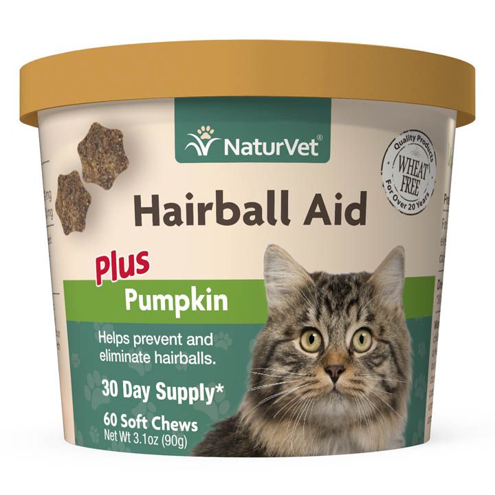 Naturvet Hairball Aid Supplement Plus Pumpkins for Cats