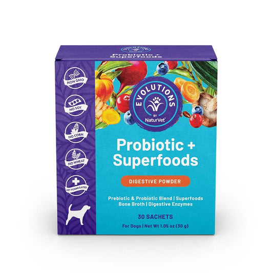 Naturvet Probiotic Superfoods Digestive Powder for Dogs 30ct