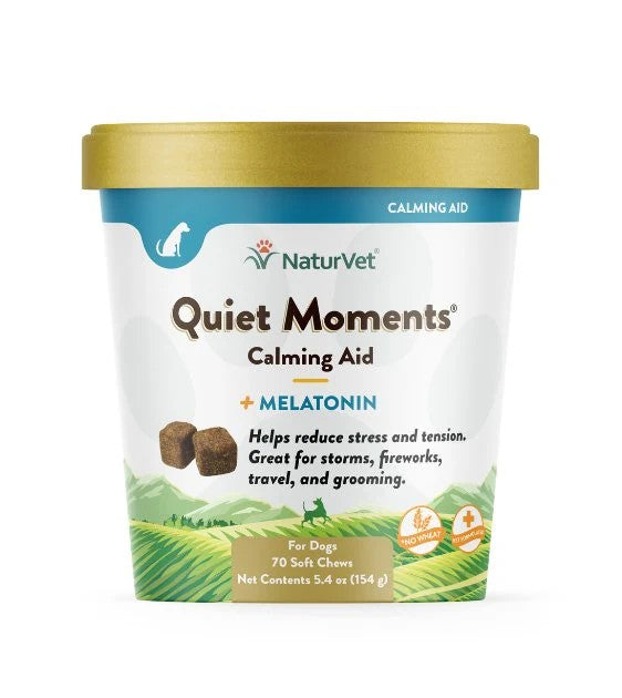 Naturvet Quiet Moments Calming Aid Plus Melatonin 70ct for Dogs