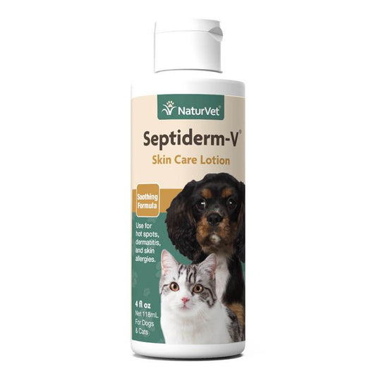 Naturvet Septiderm-V Soothing Formula Skin Care Lotion 4 fl. oz for Dogs & Cats