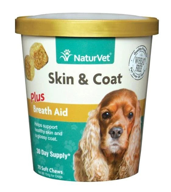 Naturvet Skin & Coat Plus Breath Aid 70ct for Dogs