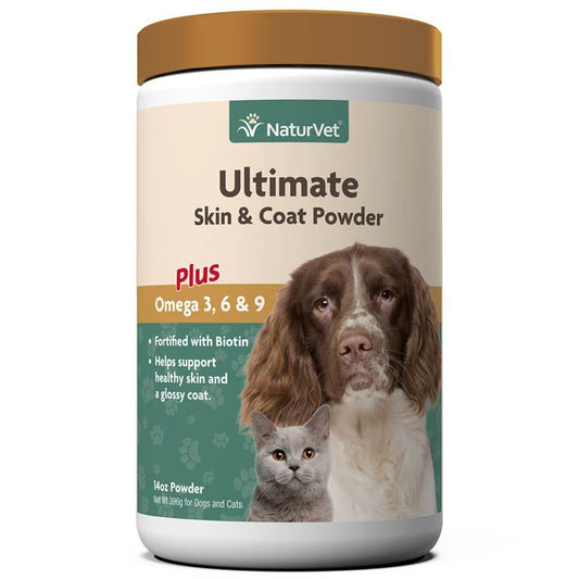 Naturvet Ultimate Skin & Coat Powder Plus Omega 3, 6 and 9 14oz for Dogs & Cats