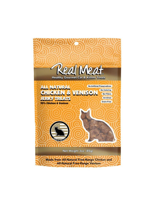 Real Meat Cat Jerky Treats - Chicken & Venison Jerky 3oz