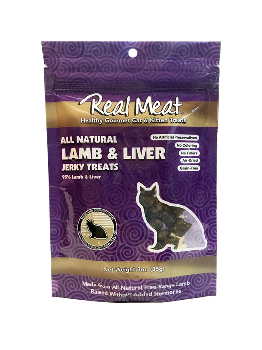 Real Meat Cat Jerky Treats - Lamb & Liver Jerky 3oz