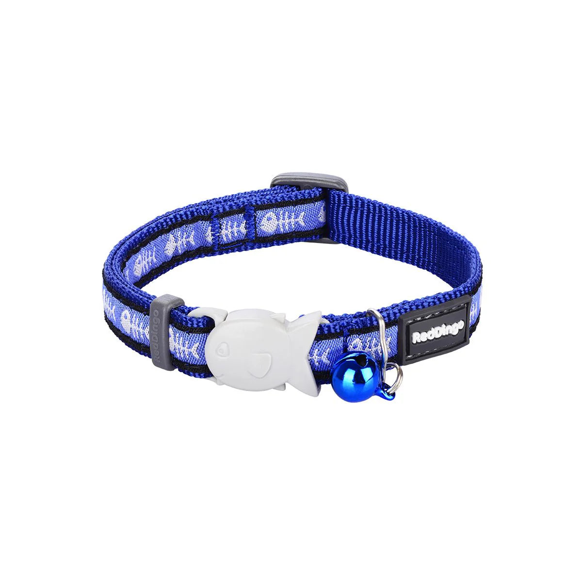 Red Dingo Cat Design Collar - Fish Bone Blue