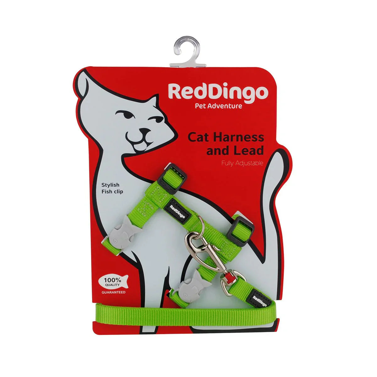 Red Dingo Cat Combo Classic - Harness & Lead - Lime Green