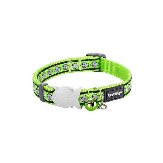 Red Dingo Cat Reflective Collar - Lime Green