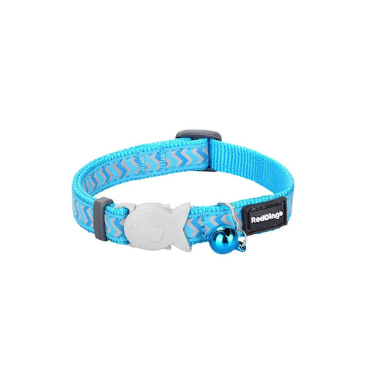 Red Dingo Cat Reflective Ziggy Collar - Turquoise