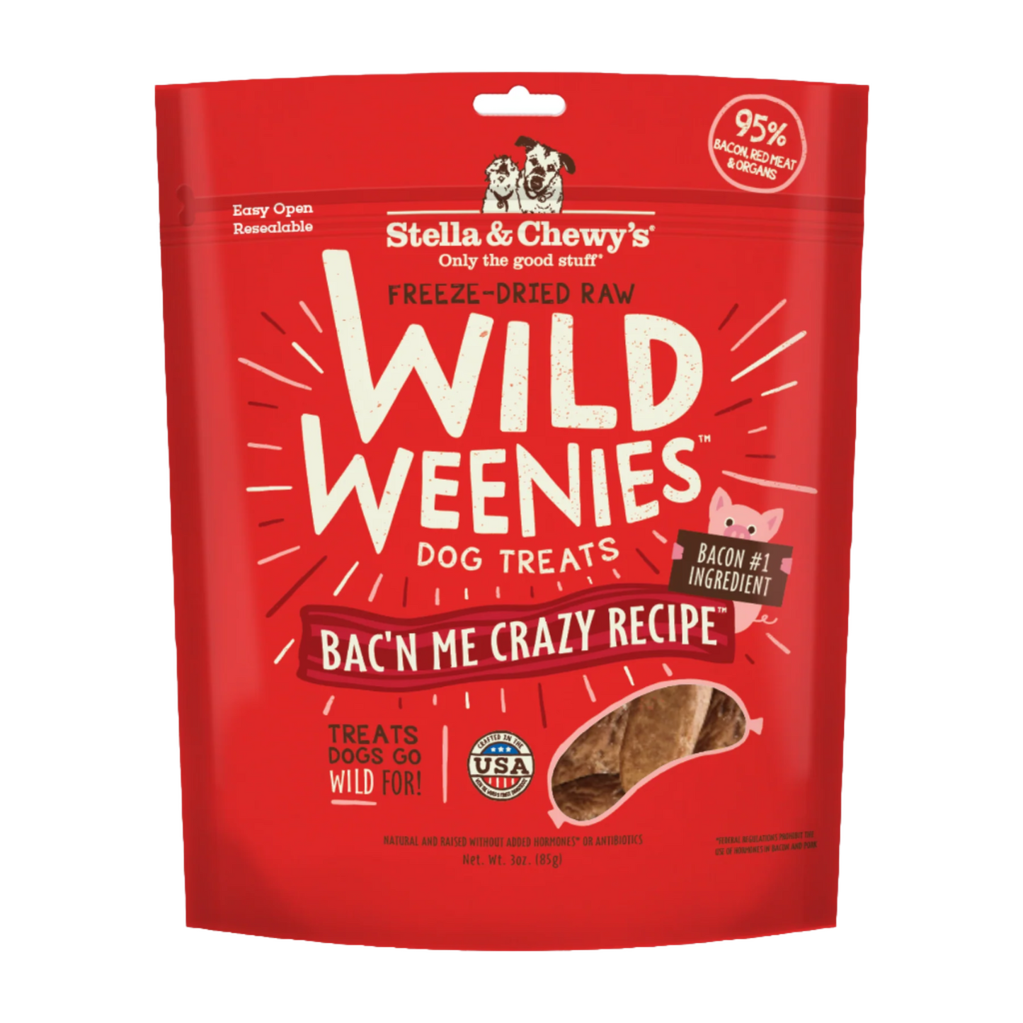 Stella & Chewy's Wild Weenies - Bac’n Me Crazy 3oz Dog Treats