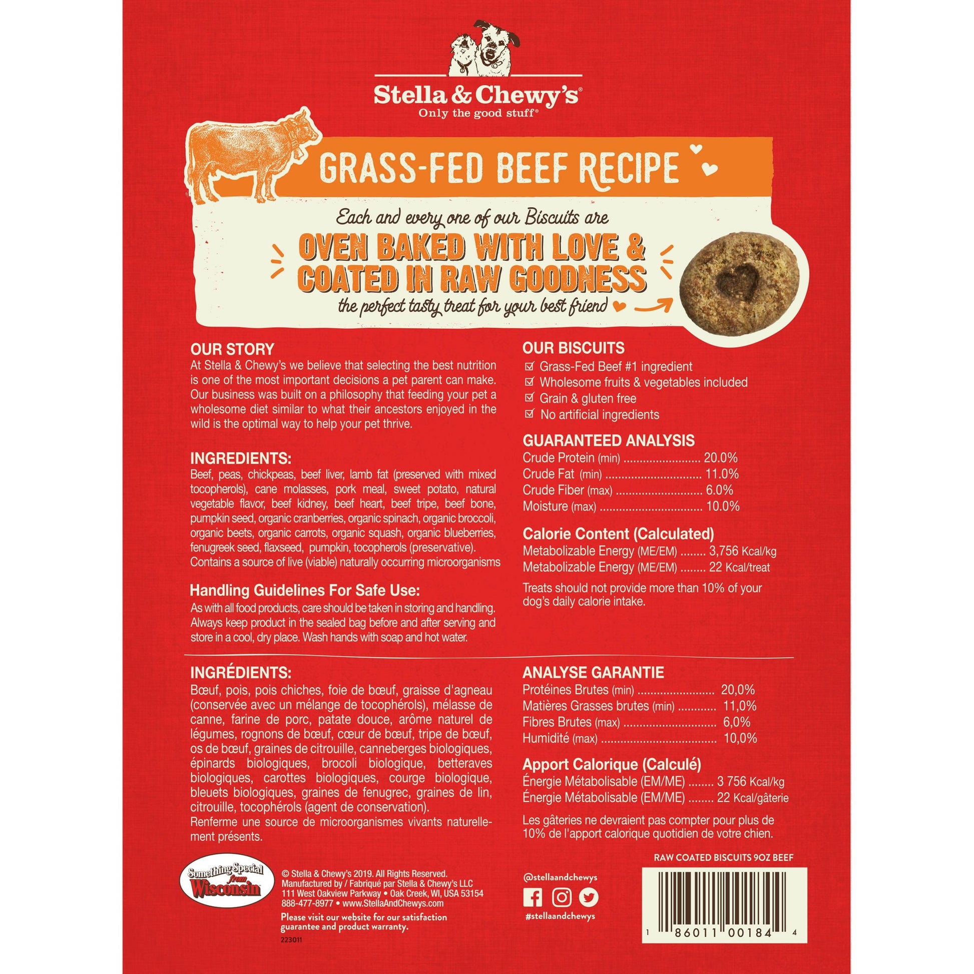 Stella & Chewy's Raw Coated Biscuits - Beef 9oz Dog Treats