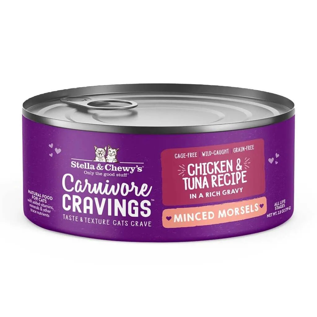 Stella & Chewy's Carnivore Cravings Minced Morsels - Cage-Free Chicken & Wild-Caught Tuna 5.2oz Cat Food