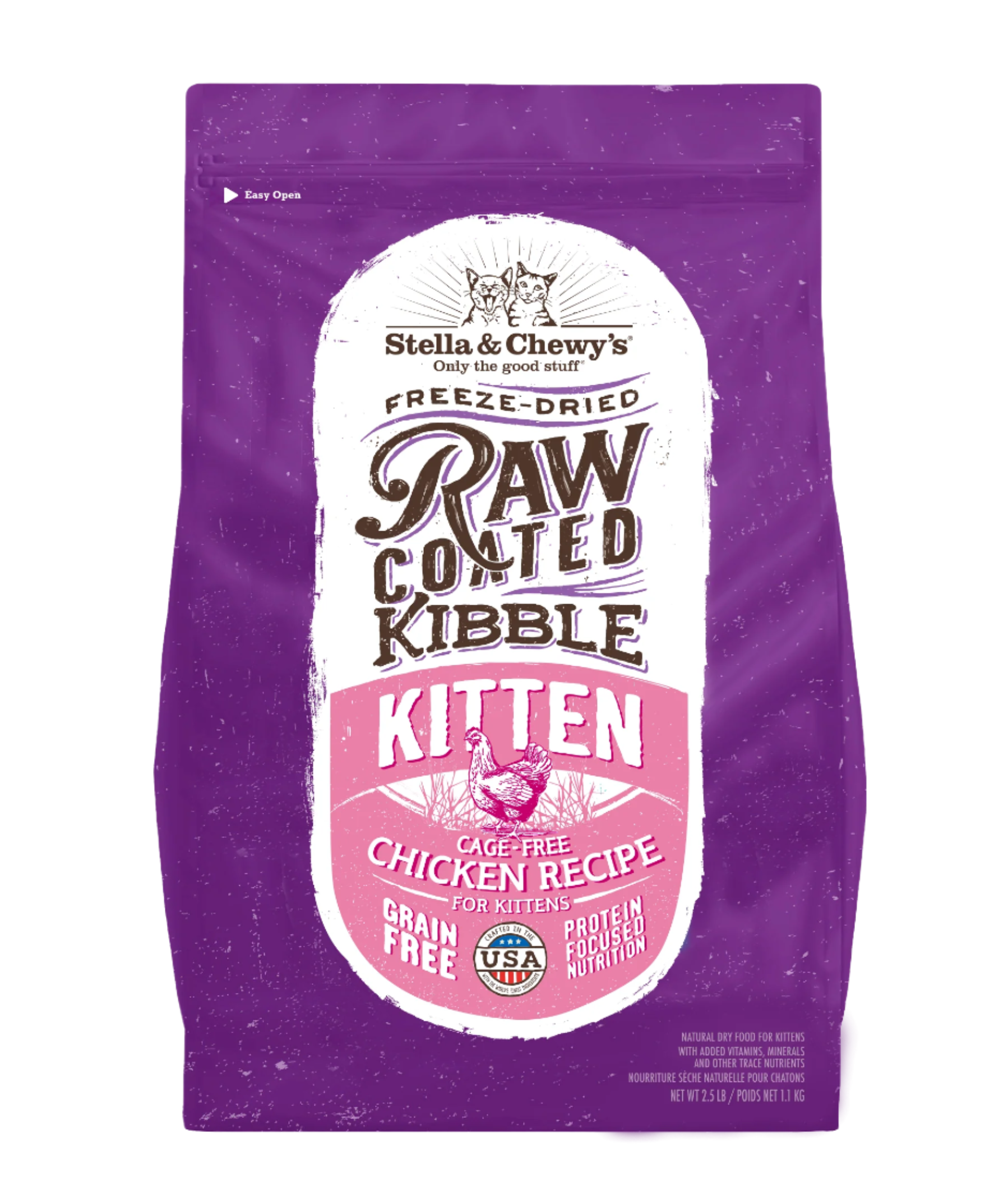 Stella & Chewy's Raw Coated Kibbles - Cage-Free Chicken Kitten 5lb Cat Food