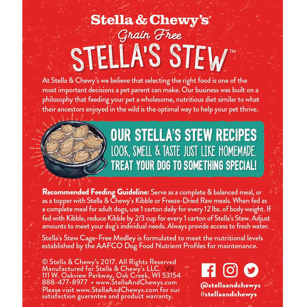 Stella & Chewy's Stella's Stew - Cage-Free Medley (Chicken, Turkey & Duck) 11oz Dog Food