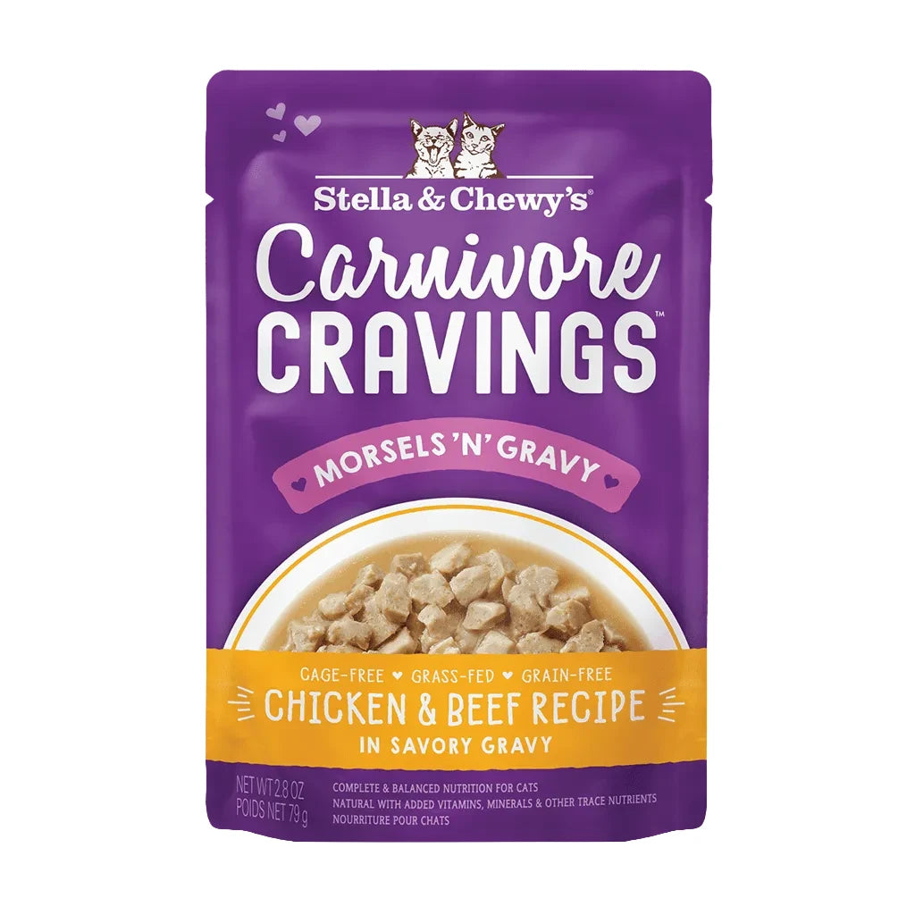 Stella & Chewy's Carnivore Cravings Morsels'N'Gravy Pouch - Chicken & Beef 2.8oz Cat Food