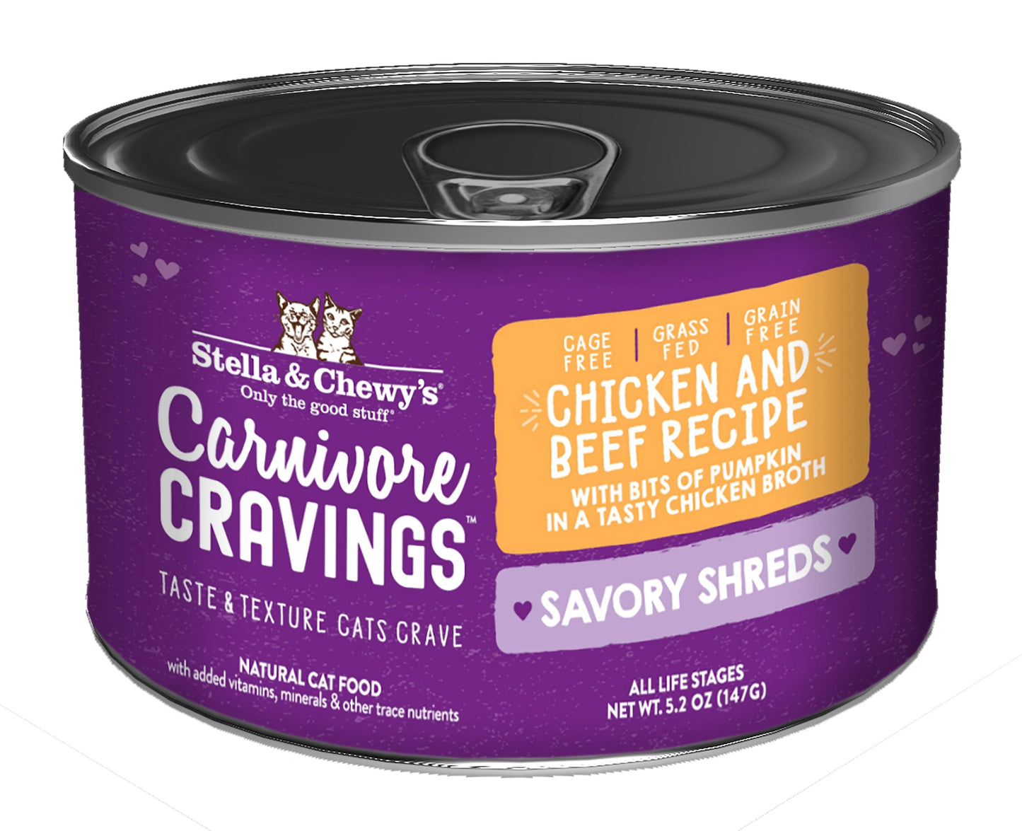 Stella & Chewy's Carnivore Cravings Savoury Shreds - Chicken & Beef in Broth 5.2oz Cat Food