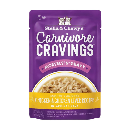 Stella & Chewy's Carnivore Cravings Morsels'N'Gravy Pouch - Chicken & Chicken Liver 2.8oz Cat Food