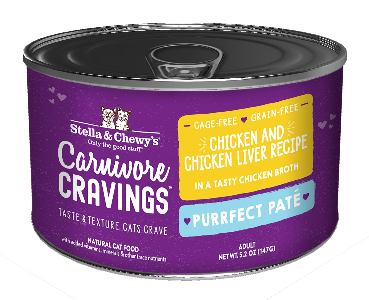 Stella & Chewy's Carnivore Cravings Purrfect Pate - Chicken & Chicken Liver in Broth 5.2oz Cat Food