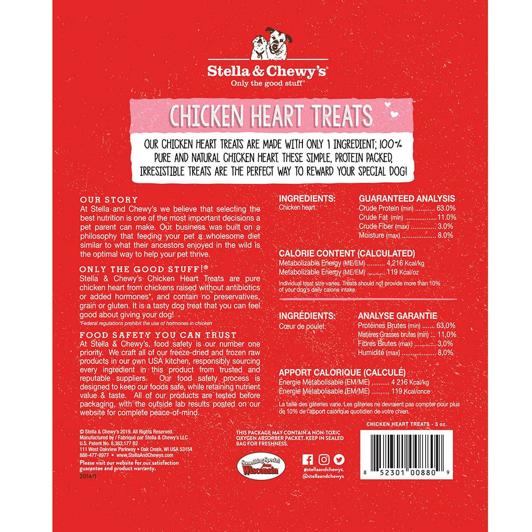 Stella & Chewy's Single Ingredient - Chicken Heart 3oz Dog Treats