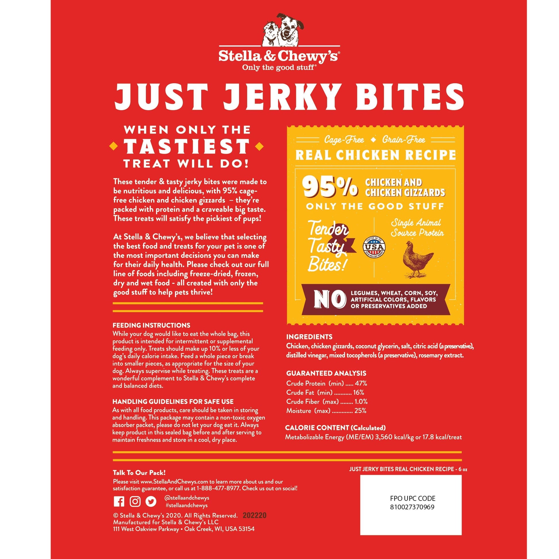 Stella & Chewy's Just Jerky Bites - Chicken 6oz Dog Treats