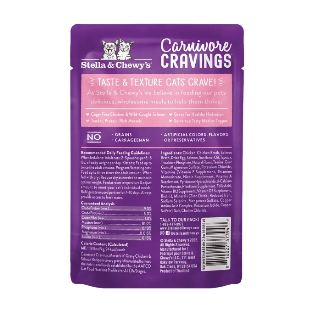 Stella & Chewy's Carnivore Cravings Morsels'N'Gravy Pouch - Chicken & Salmon 2.8oz Cat Food