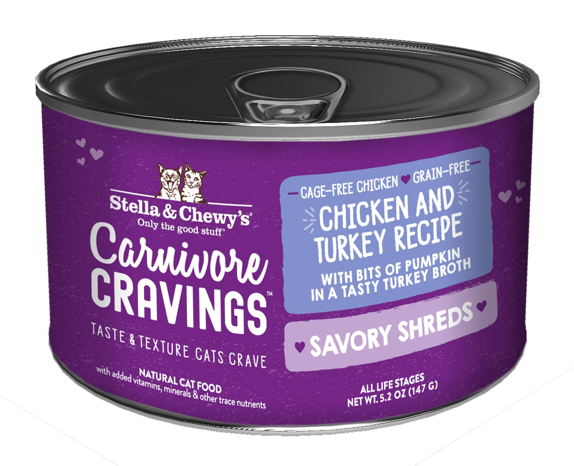 Stella & Chewy's Carnivore Cravings Savoury Shreds - Chicken & Turkey in Broth 5.2oz Cat Food