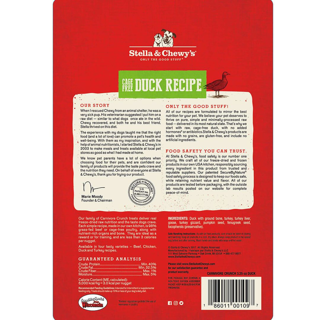 Stella & Chewy's Carnivore Crunch - Duck 3.25oz Dog Treat