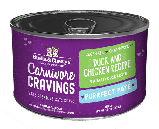 Stella & Chewy's Carnivore Cravings Purrfect Pate - Duck & Chicken in Broth 5.2oz Cat Food