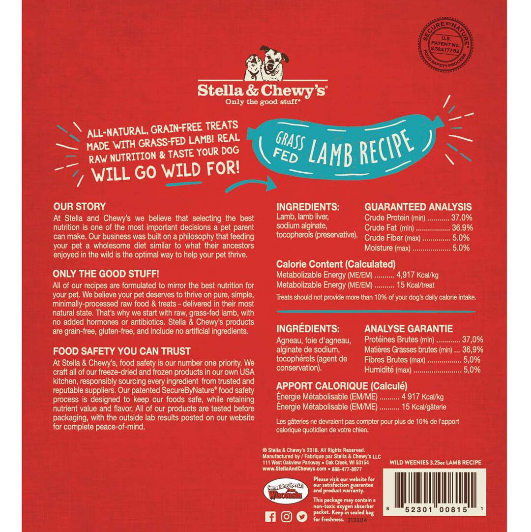 Stella & Chewy's Wild Weenies - Lamb 3.25oz Dog Treats