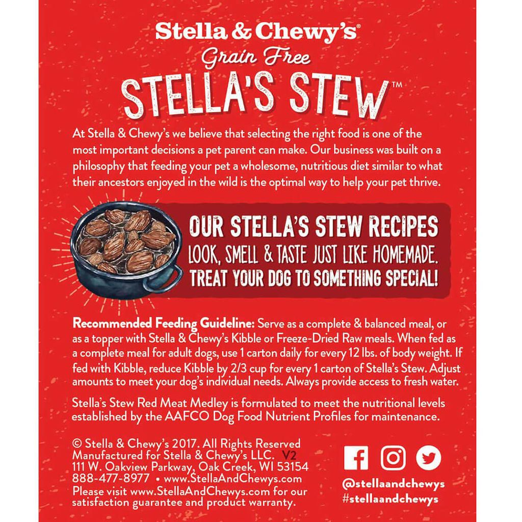 Stella & Chewy's Stella's Stew - Red Meat Medley (Beef, Lamb & Elk) 11oz Dog Food