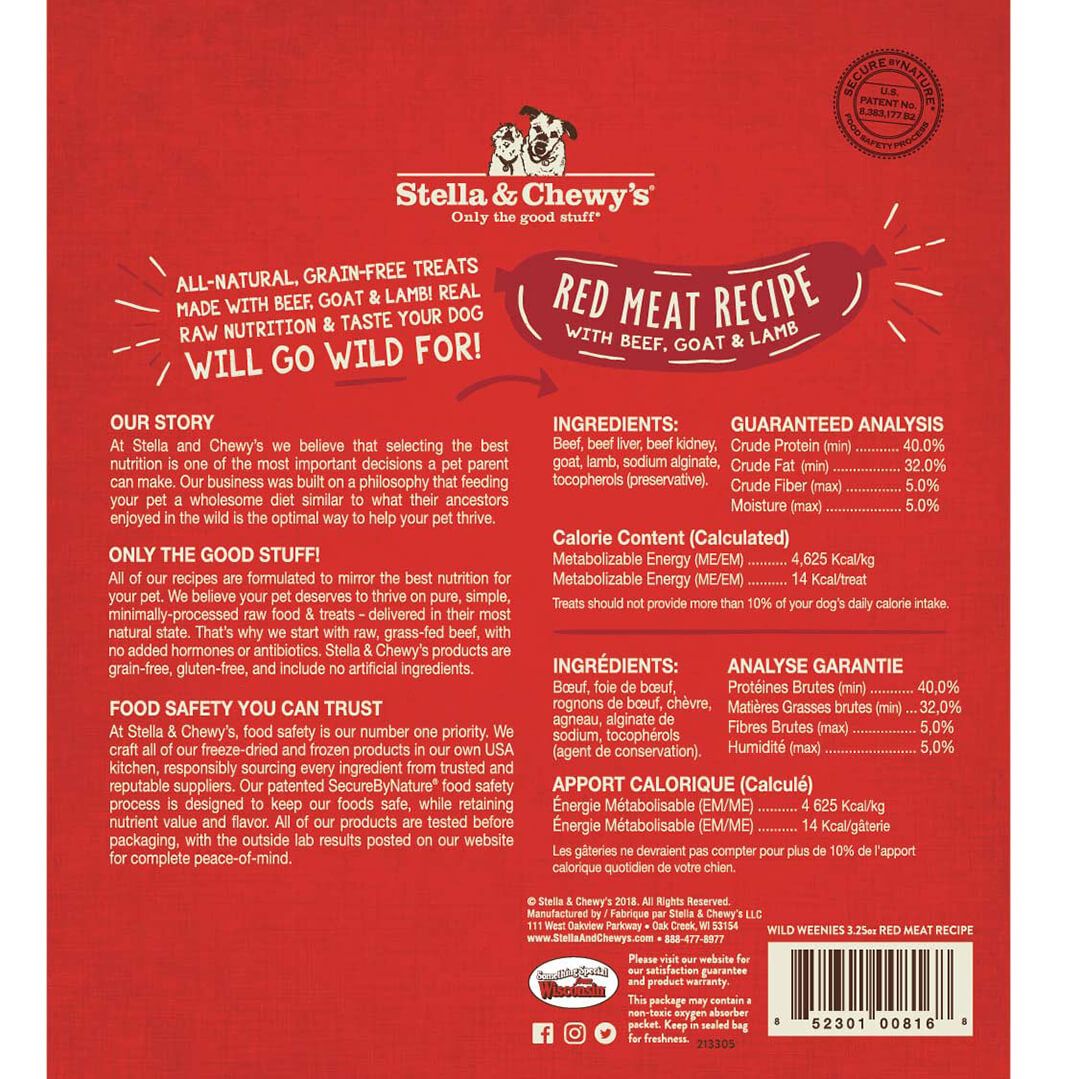 Stella & Chewy's Wild Weenies - Red Meat 3.25oz Dog Treats