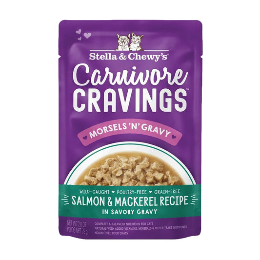 Stella & Chewy's Carnivore Cravings Morsels'N'Gravy Pouch - Salmon & Mackerel 2.8oz Cat Food