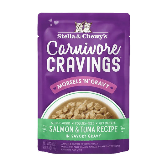 Stella & Chewy's Carnivore Cravings Morsels'N'Gravy Pouch - Salmon & Tuna 2.8oz Cat Food