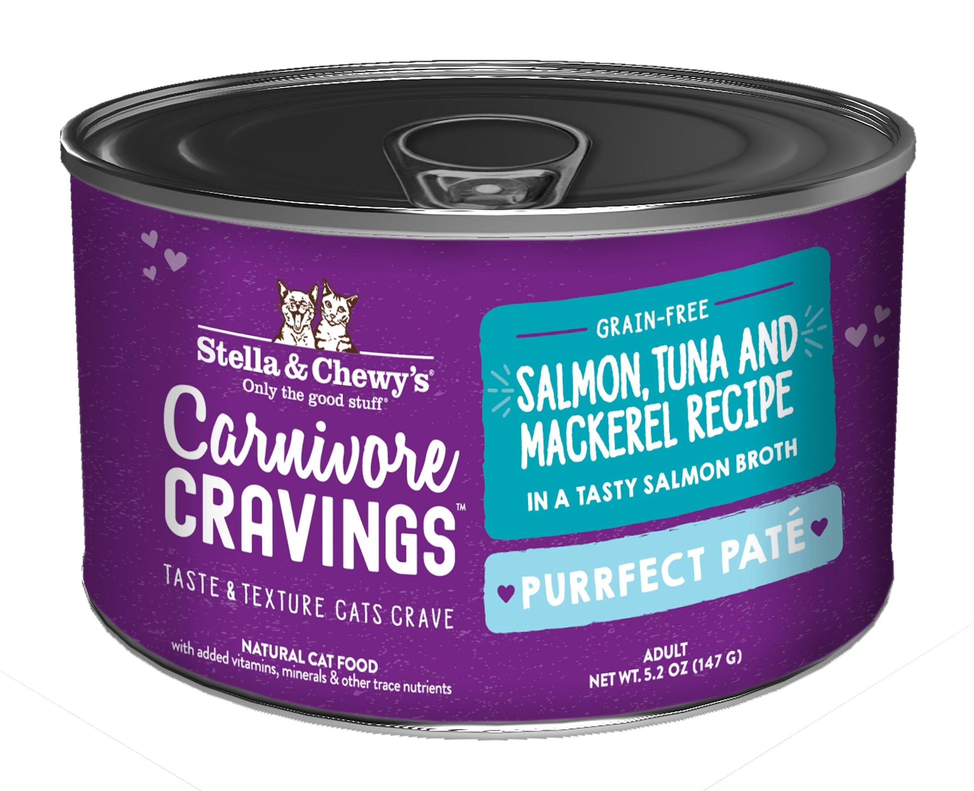 Stella & Chewy's Carnivore Cravings Purrfect Pate - Salmon, Tuna & Mackerel in Broth 5.2oz Cat Food