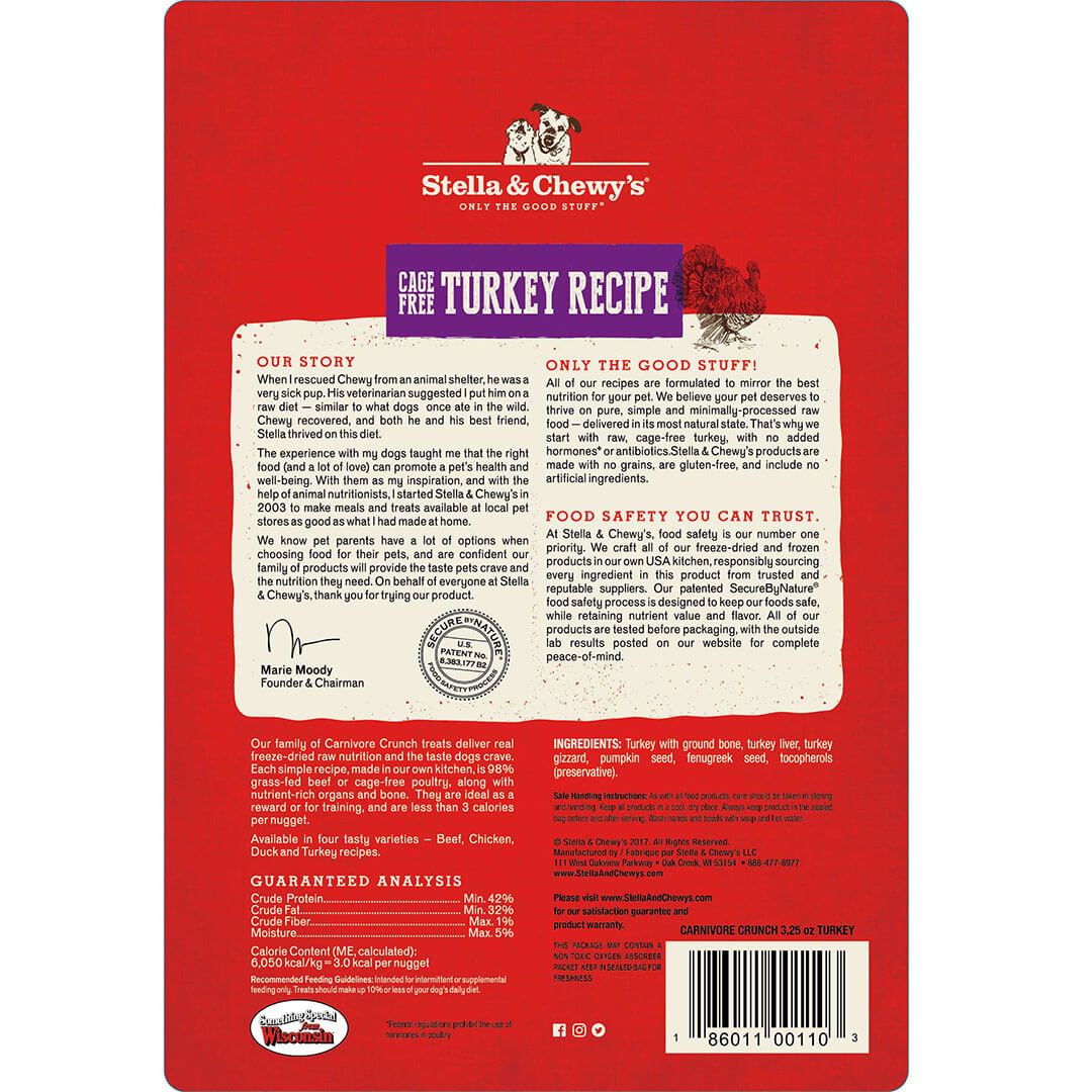 Stella & Chewy's Carnivore Crunch - Turkey 3.25oz Dog Treat