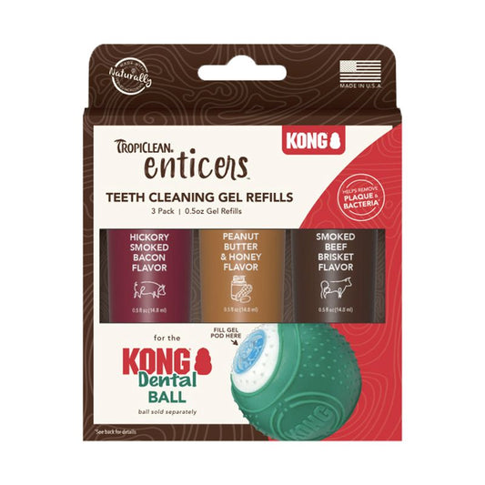 Tropiclean Enticers Teeth Cleaning Gel Variety Pack for KONG Dental Ball 0.5 oz.