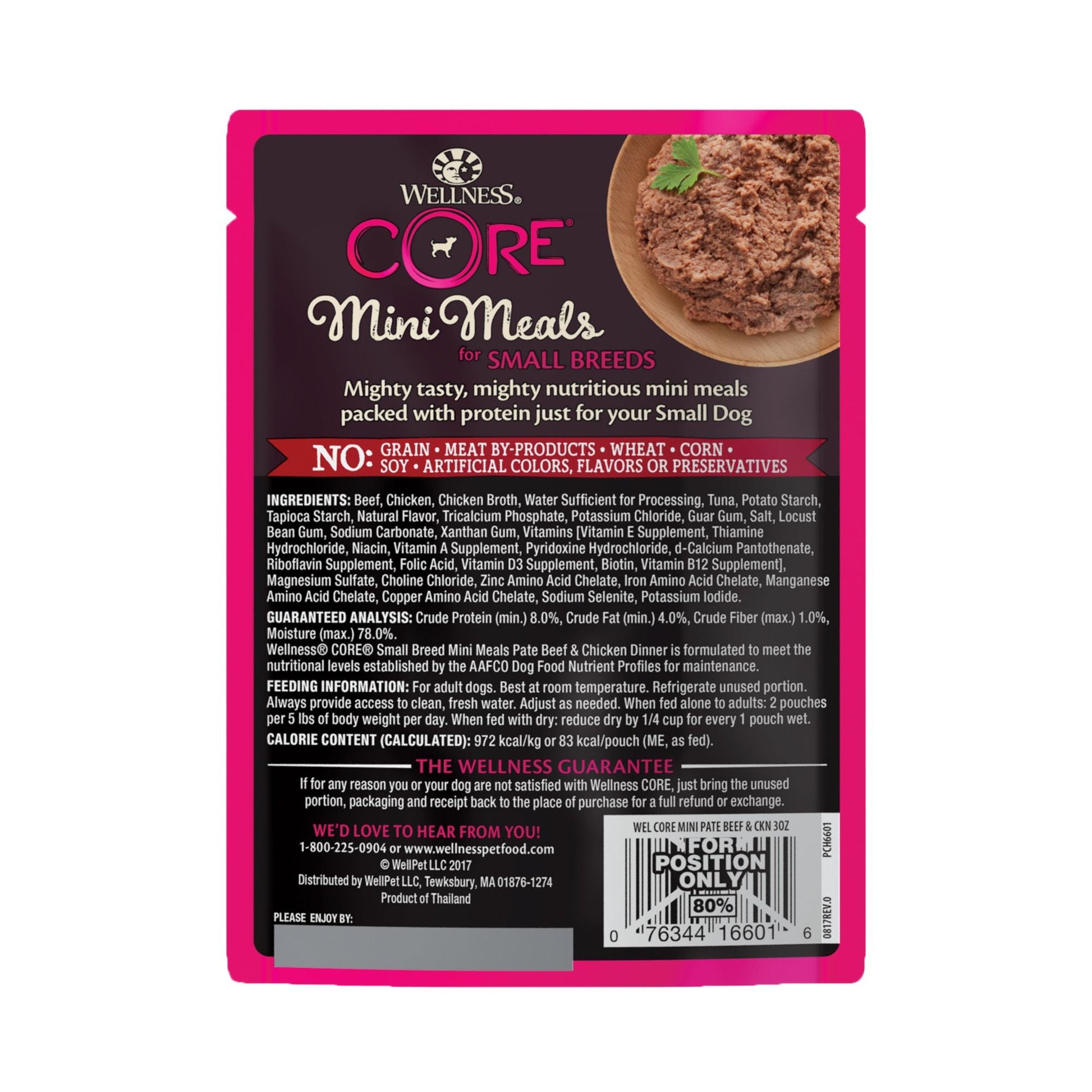 Wellness CORE Small Breed Mini Meals - Pâté Beef & Chicken Dinner 85g Wet Dog Food