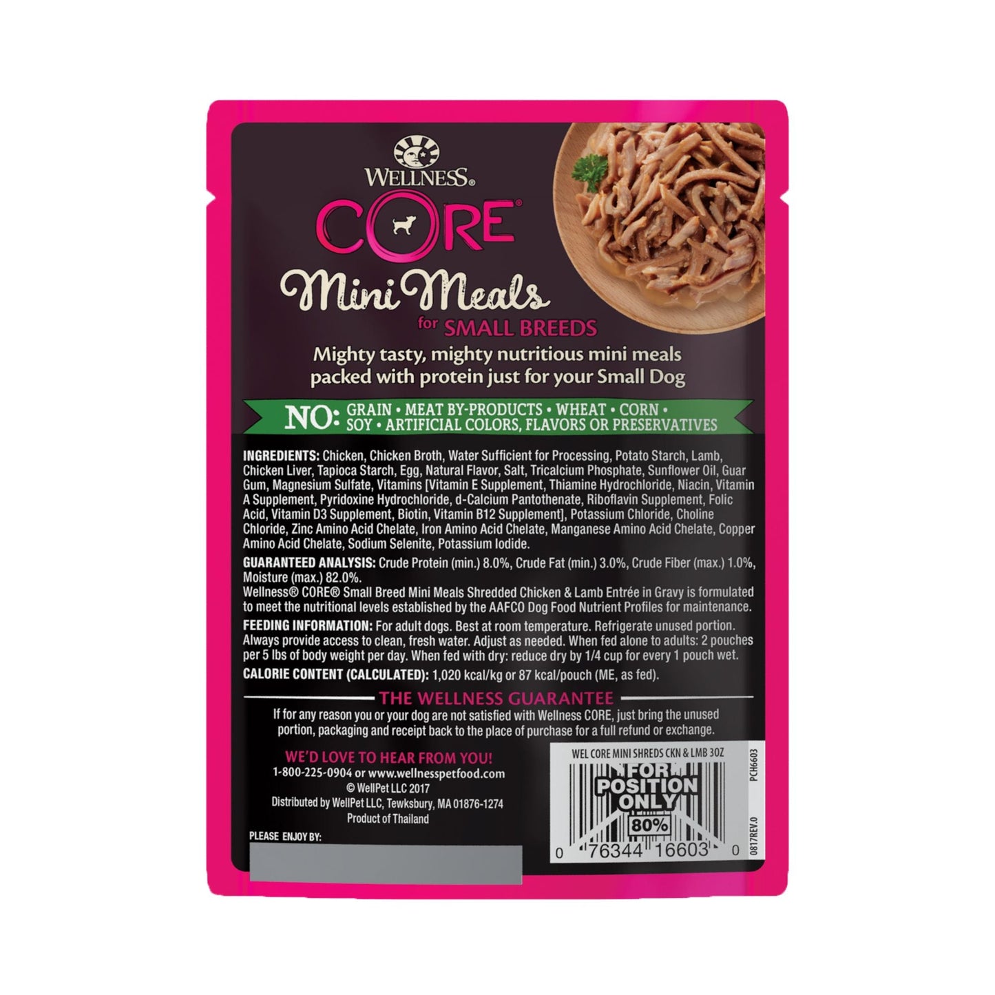 Wellness CORE Small Breed Mini Meals - Shredded Chicken & Lamb Entrée 85g Wet Dog Food