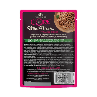 Wellness CORE Small Breed Mini Meals - Shredded Chicken & Lamb Entrée 85g Wet Dog Food