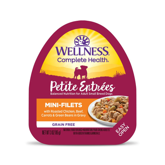 Wellness Petite Entrée - Mini-Filets Roasted Chicken, Beef, Carrots & Green Beans in Gravy 85g Wet Dog Food