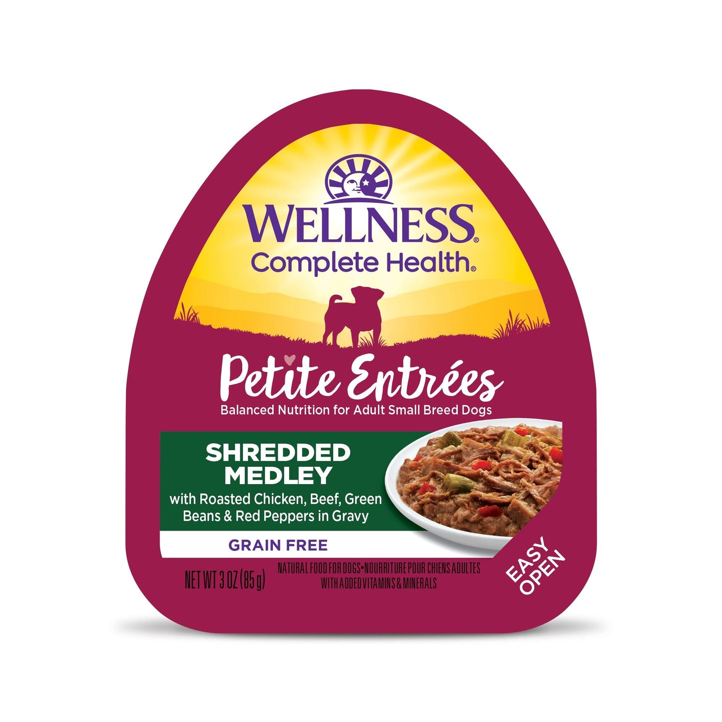 Wellness Petite Entrée - Shredded Medley Roasted Chicken, Beef Green Beans & Red Peppers 85g Wet Dog Food