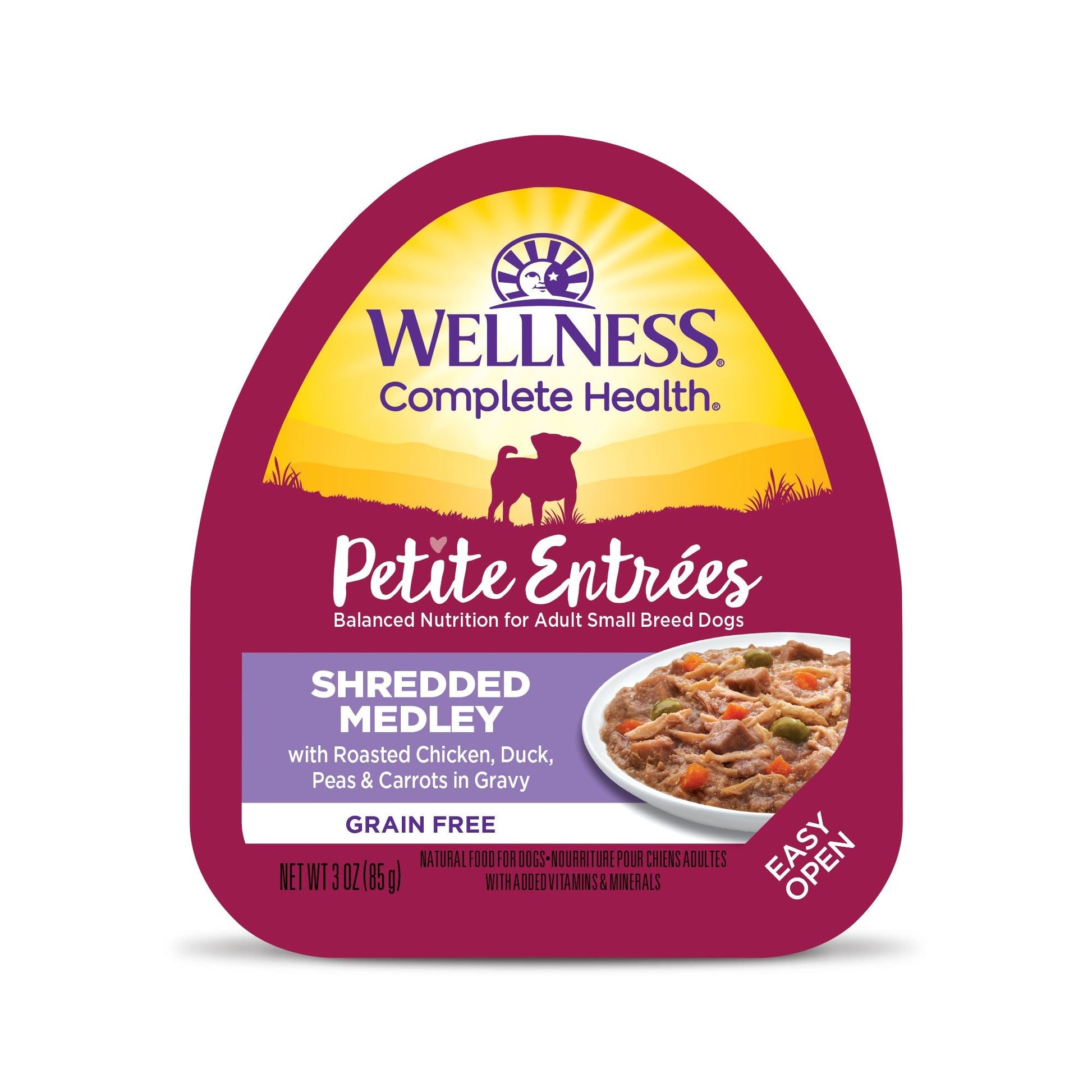 Wellness Petite Entrée - Shredded Medley Roasted Chicken, Duck Peas & Carrots 85g Wet Dog Food