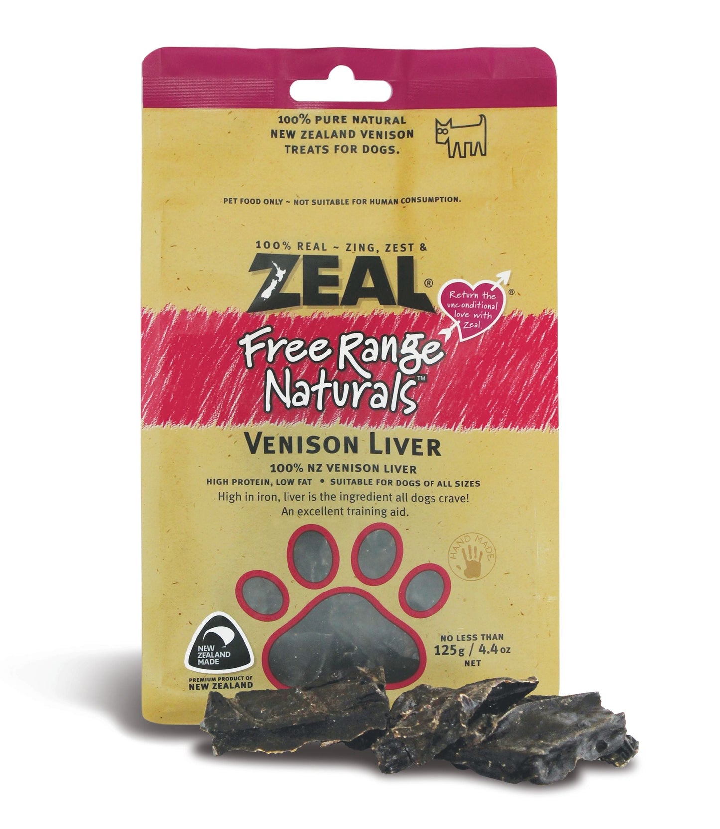 Zeal Free Range Natural Venison Liver 125g Dog Treats