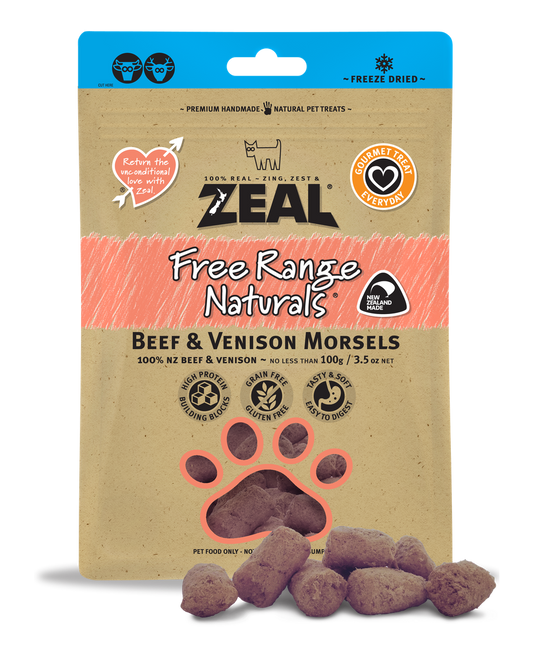 Zeal Free Range Naturals Beef & Venison Morsels 100g Dog & Cat Treats