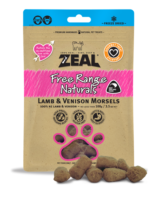 Zeal Free Range Naturals Lamb & Venison Morsels 100g Dog & Cat Treats