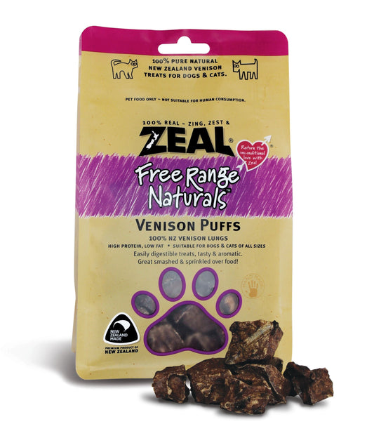 Zeal Free Range Naturals Venison Puffs 85g Dog & Cat Treats