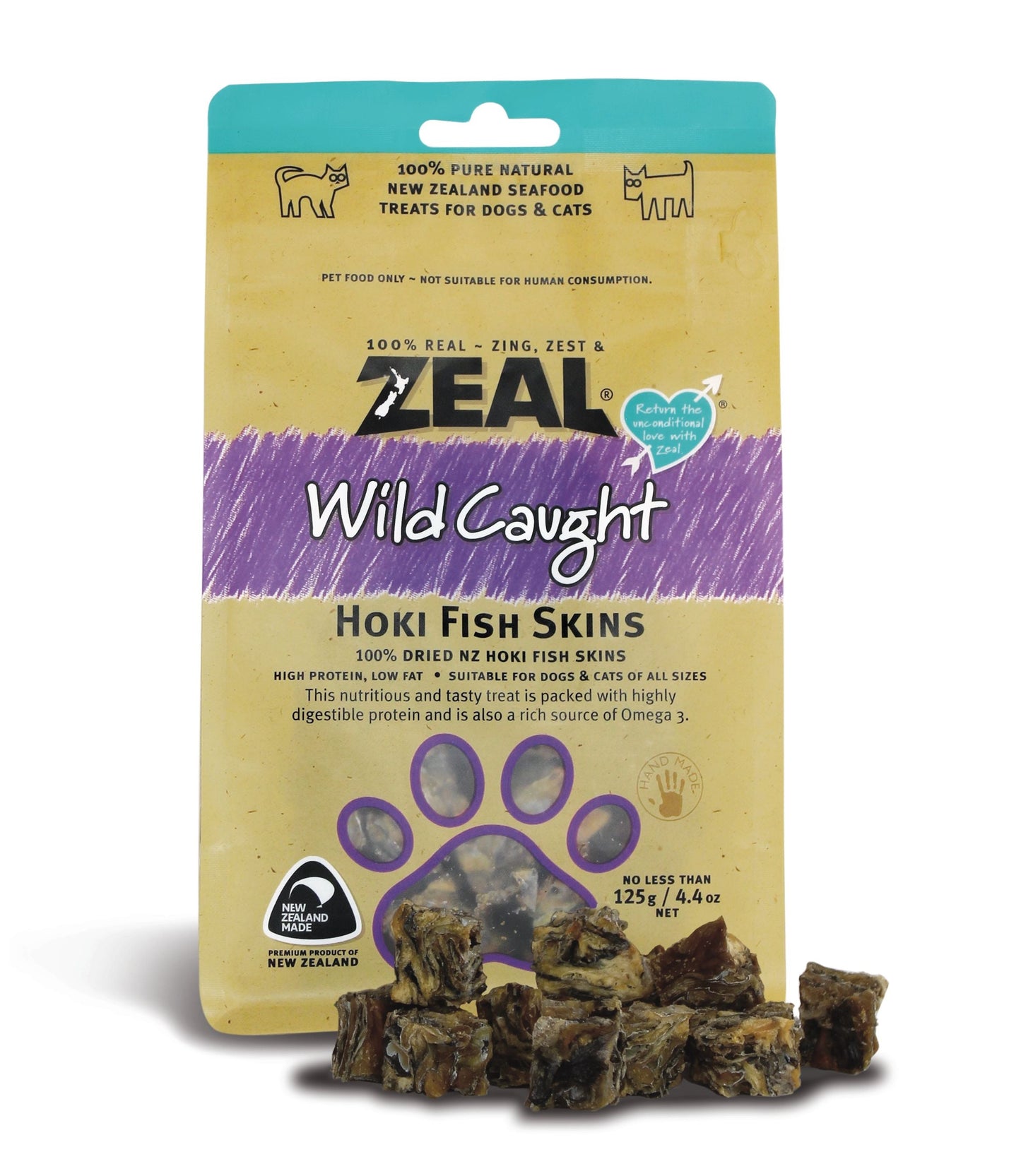 Zeal Wild Caught Hoki Fish Skins 125g Dog & Cat Treats