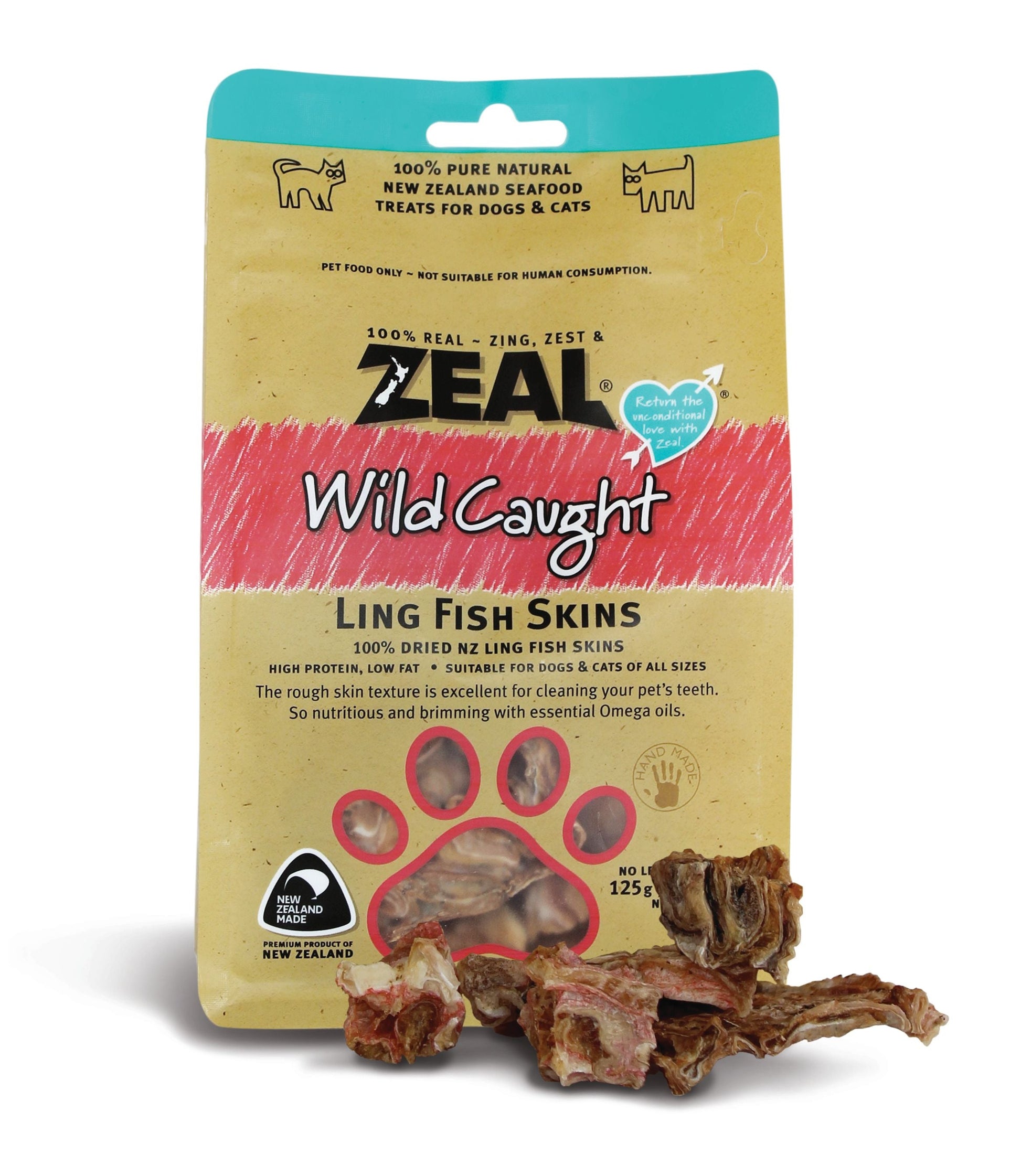 Zeal Wild Caught Ling Fish Skins 125g Dog & Cat Treats